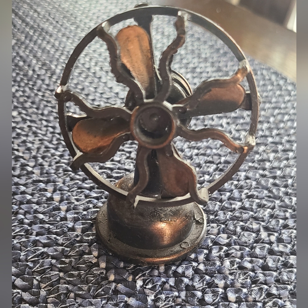 Die cast metal miniature fan pencil sharpener 3" tall